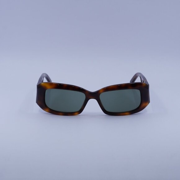 Saint Laurent SL418 002 Sunglasses Havana Rectangle Frame, Green Lenses - Picture 3 of 11